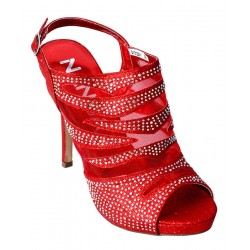 Red Glamorous Net Charm High Vamp Stiletto Heel Sandals RG-079
